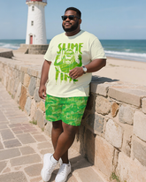 Slime  Men's Plus Size T-Shirt & Shorts Suit